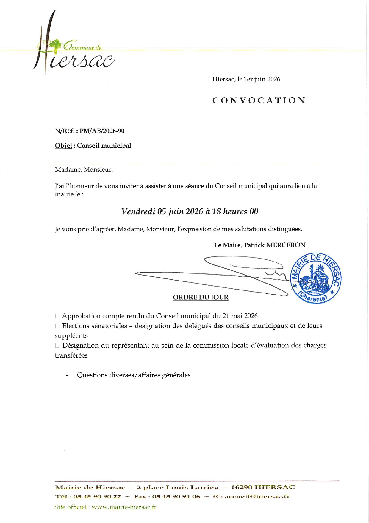  CONSEIL MUNICIPAL DU 5 JUIN 2026