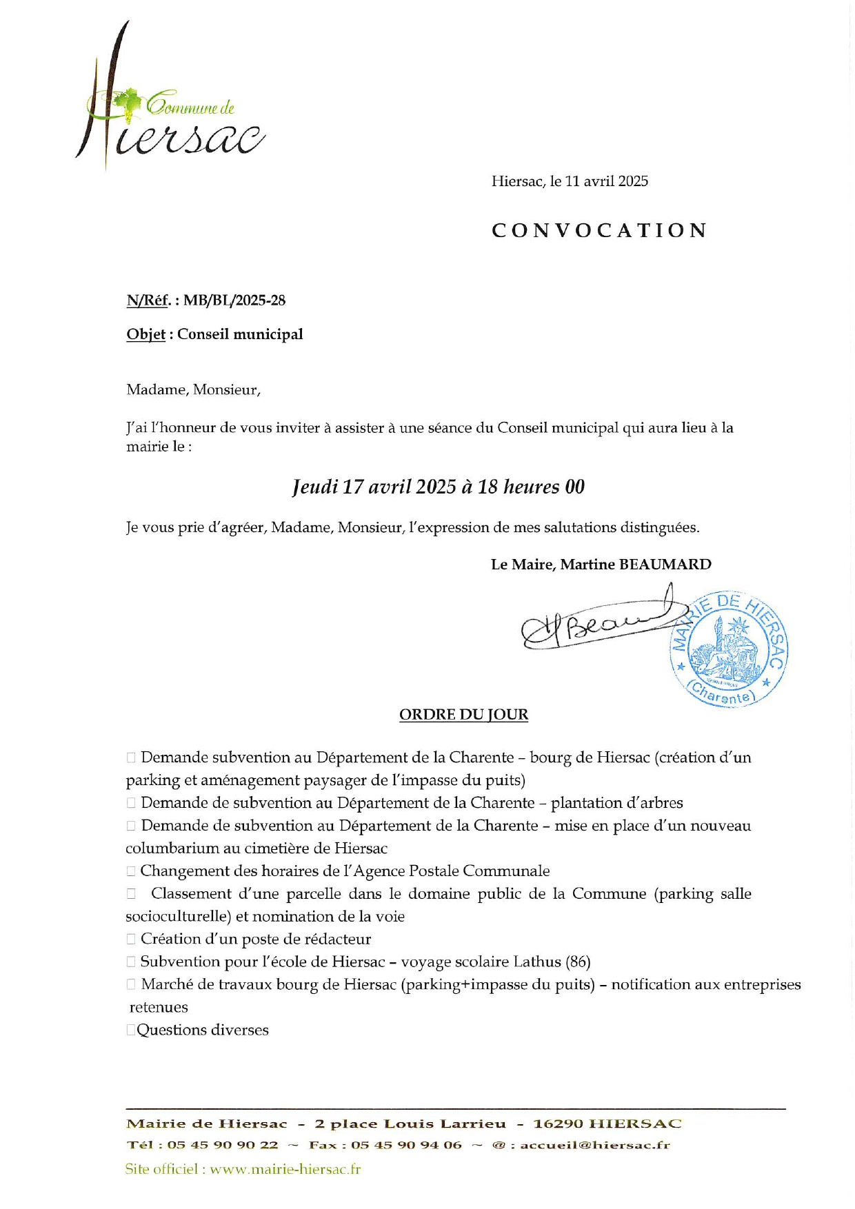 CONSEIL MUNICIPAL DU 27 FEVRIER 2025
