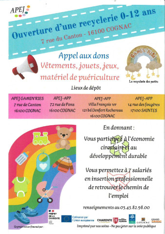 OUVERTURE D'UNE RECYCLERIE 0-12 ANS