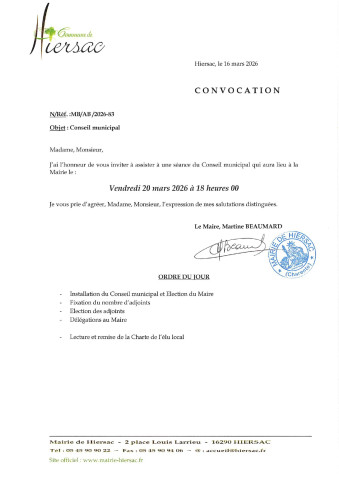 CONSEIL MUNICIPAL DU 20 MARS 2026