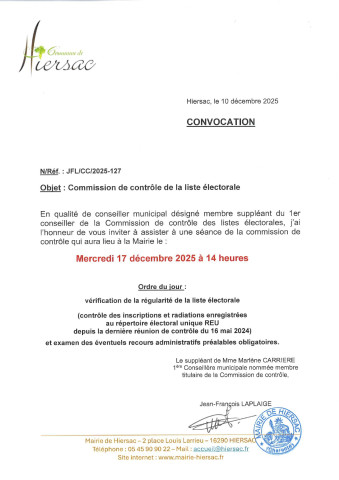 COMMISSION DE CONTRÔLE DE LA LISTE ELECTORALE